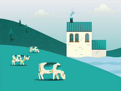 Cows & Farms board game building cows design farm fields green illustration illustrator textures vector