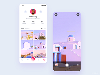 Photo app practice album app camera camera app card color list photo photos pink purple red redesign sketch ui ui ux ui design vector