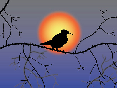Bird During Sunrise artwork bird branches design gradient graphic design illustration illustrator logo student work sunrise vector