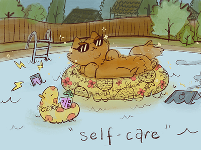 'Self-care' comic illustration procreate