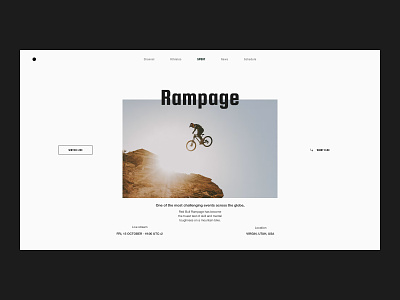 Rampage — Style Frames // 002 branding concept design figma graphic design landing page layout live streaming mtb photography red bull ui user interface ux web design
