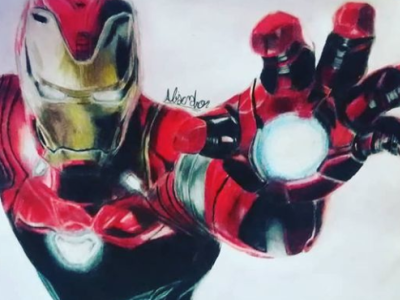 Iron Man color heroes illustration movies pencils realistic