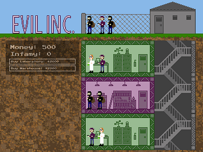 Pixel Art for Ludum Dare 25 - Evil Inc. crime ludum dare pixel art villain