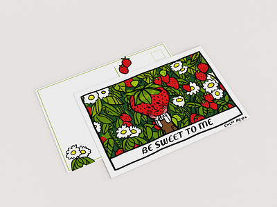 Strawberry Postcard Illustration