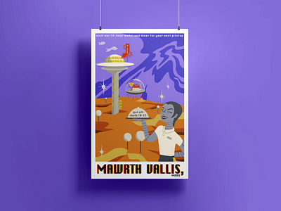 Mars Travel Poster Illustration