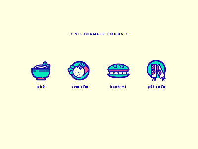 Vietnamese Foods bread dishes food icon pho rice roabee roll vietnam wip