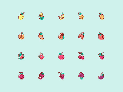 Fruit & Vegetable Icon - Free Download apple banana color cute download free fruit icon orange vector vegetable