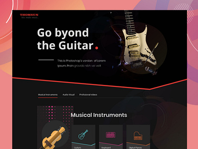 Musical Instruments website - Piano, Guitar guitar music ui ux website