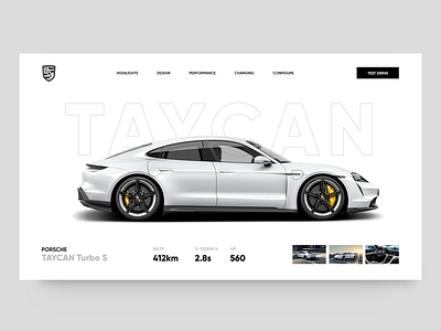 Porsche Taycan 🚗 - Clean Website Concept concept design header homepage landing page minimaism slider ui ui design uidesign webdesign website