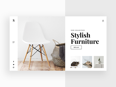 Stylish Furniture💺 - Clean Website Concept 2d concept design furniture header homepage interior landingpage lp luxury minimalism redesign shop slider store ui design uidesign uiux webdesign website