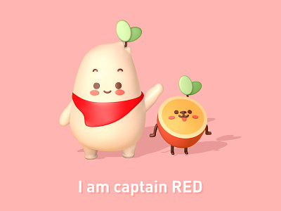 captain RED c4dart character character design design green shoot illustration pink potato captain 插图 设计