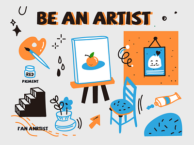 Be An Artist #3 design illustration petal pigment sketchpad stairs stool vase 插图