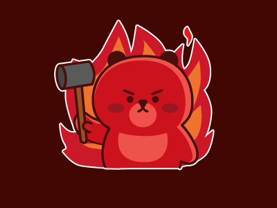 get angry angry bear design fire hammer illustration mad pissed off 插图 设计