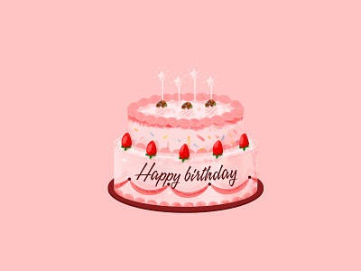 Birthday Cake birthday birthday cake cake cakes candle chocolate cute hand hand painted happy lovely pink star strawberry
