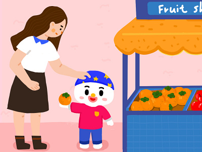 Good habits for children apple children colorful fruit girl kids orange shop women