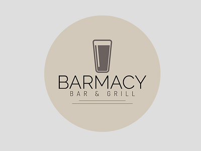 Barmacy Bar & Grill Logo Concept branding concept draft flat icon identity logo logo design minimal round simple typography