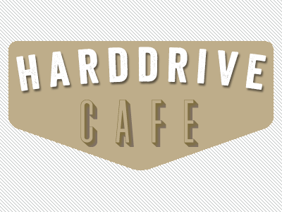 Harddrive Cafe branding brown cafe draft hard drive logo