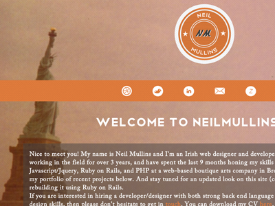 Neilmullins.Com badge home page new york textured background
