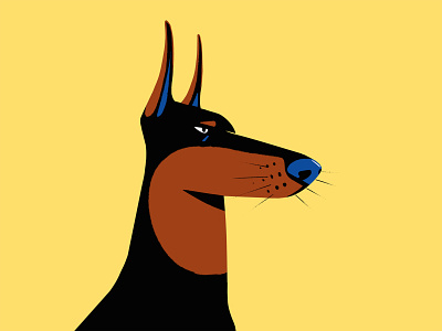 Doberman character dangerous doberman dog illustration procreate