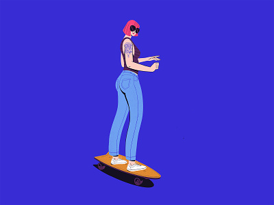 Hot wheels blue character character design girl girl character illustration procreate sexy skateboard skateboarding tattoo woman