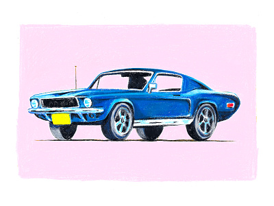 MUSTANG bullit car ford mustang hand drawn illustration mustang neocolor