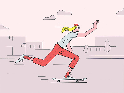 Don't look back, you're not going that way illustration movement procreate procreateapp skateboard skateboarder skateboarding