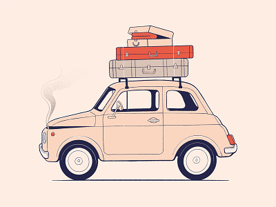 Mini automotive breakdown car holiday illustration mini procreate procreateapp road small smoke suitcase vacation vintage
