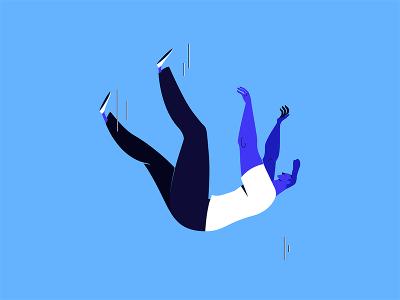 Falling animation blue falling freefall illustration motion sky vector