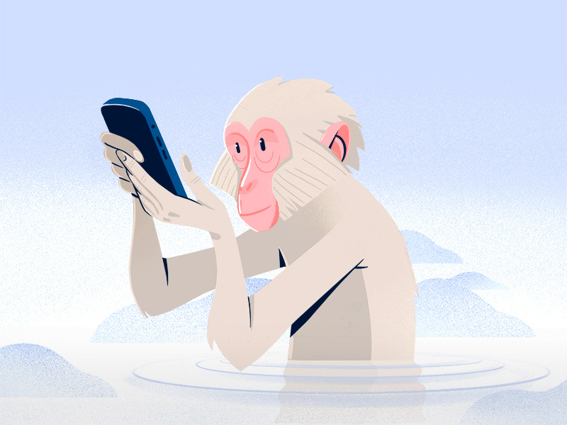 Snow Monkey procreate illustration cold ice water winter snow smartphone phone mobile japan snow monkey japanese macaque macaque monkey