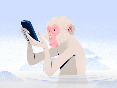 Snow Monkey cold ice illustration japan japanese macaque macaque mobile monkey phone procreate smartphone snow snow monkey water winter