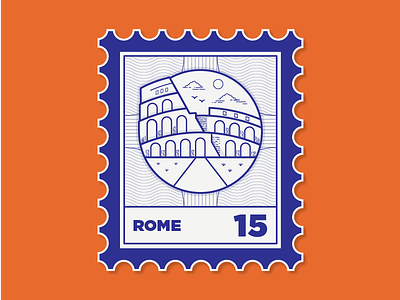 Places I've been to blue colosseum date location mail rome stamp travel