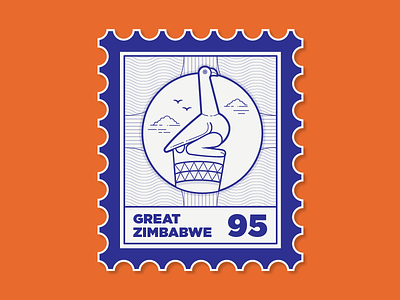 Places I've Been To bird blue date location mail stamp travel zimbabwe