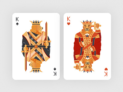 Card Kings cards hearts illustration kings lion playing cards spades swords
