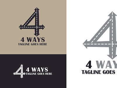 4 Ways logo branding design four graphic design illustration lines logo logo design mini path road typography vector ways