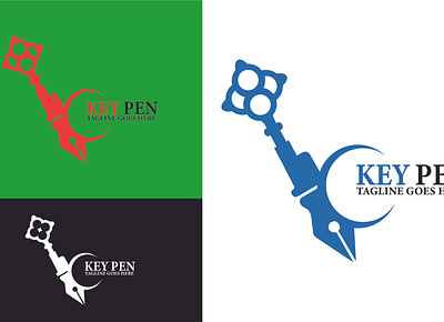 key pen logo design blue pen branding design graphic design illustration key logo pen pencil vector write