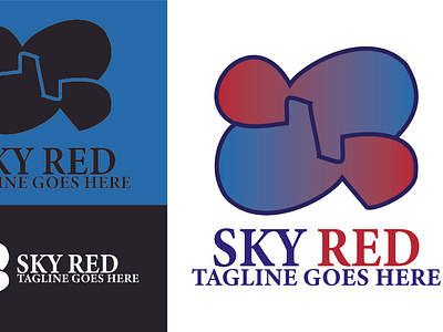 sky red name logo design
