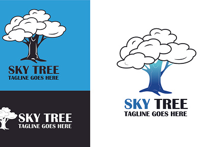 sky tree logo design attractive blue branding cloud design graphic design illustration logo design root sky tree typography vector