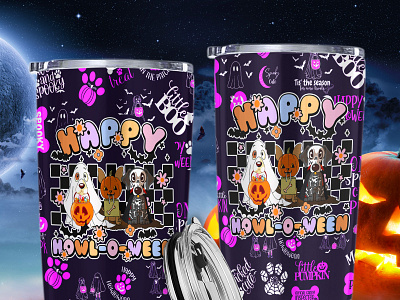 Happy Howl-O-Ween Tumbler DucNH Design branding graphic design vector