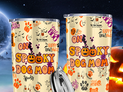 One Spooky Dog Mom Tumbler DucNh Design branding graphic design vector