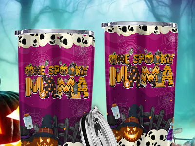 One Spooky MaMa Tumbler DucNH Design branding graphic design vector