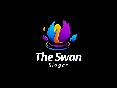 swan animal logo gradient template design