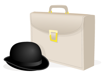 Briefcase & Bowler bowler hat briefcase illustration