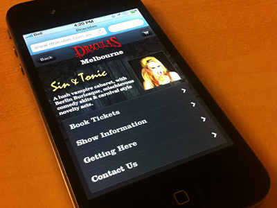 Draculas mobile site