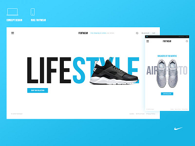Nike Concept Design clean concept design footwear mobile nike web webdesign