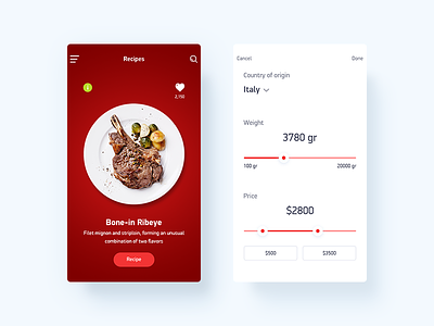 Steak Mobile App app design eat filter filters interface presentation steak ui ux web webdesign