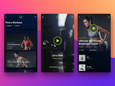 FInd a Workout app fitness gym ios mobile training ui ux workout