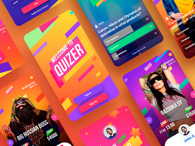 Quizer Mobile App app clean game leaderboard lottery mobile quiz signin signup ui user ux