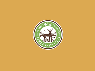 W.E. Fence Initiative animals badge branding circle deer fence green handshake illustration initiative logo national park we