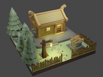 Old House 3d blender lowpoly