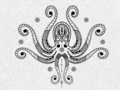 Queen Octopus art folkart ink motif pattern sea tatto